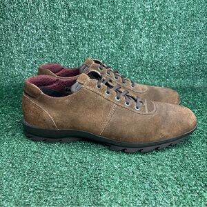 Prada 4E1252 Low Top Lace Up Sneakers Brown Suede Italy Mens Size US 10